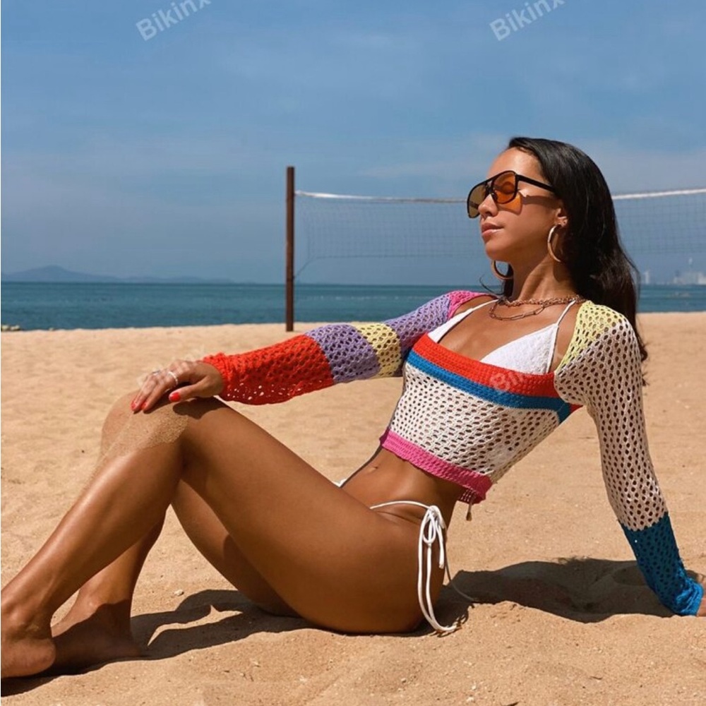 SHEIN Multicolor Knit Swim Coverup